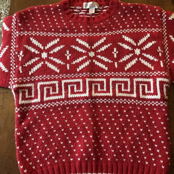Vintage Bravo Red Fair Isle Christmas Sweater See Size Medium - Picture 4 of 6